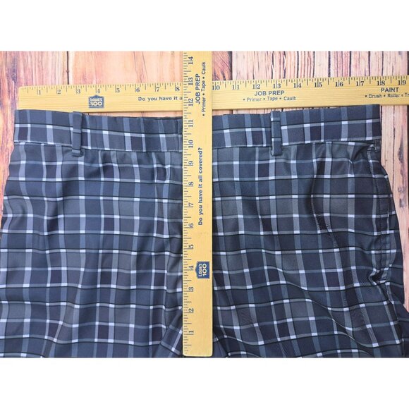 Nike Dri-Fit Mens Standard Fit Plaid Golf Shorts 34 Gray/Blue - Picture 6 of 7